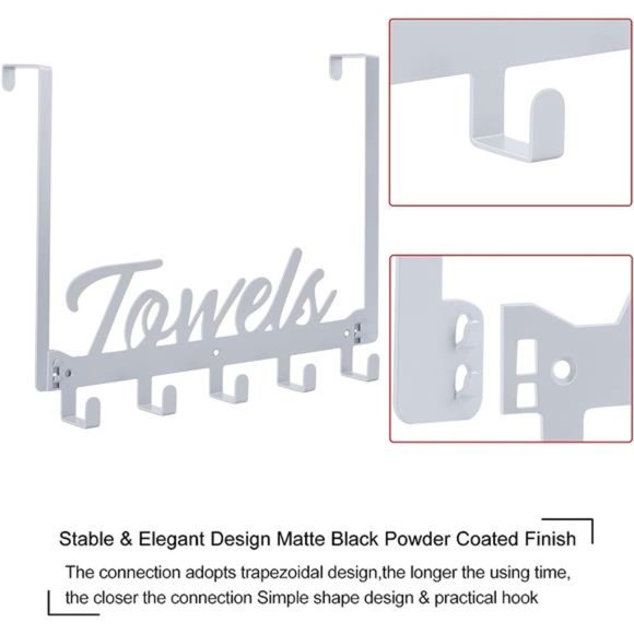 Over The Door Hooks Towel Rack for Bathroom Towel Holder for Hanging Heavy Duty - Picture 6 of 6